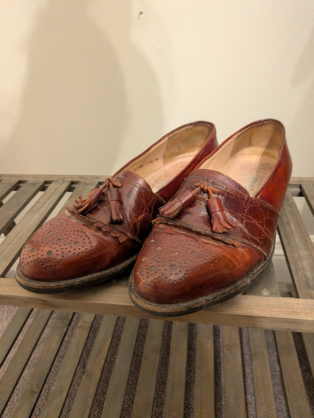 Men's Italian Tassel Loafers in Burgundy Leather